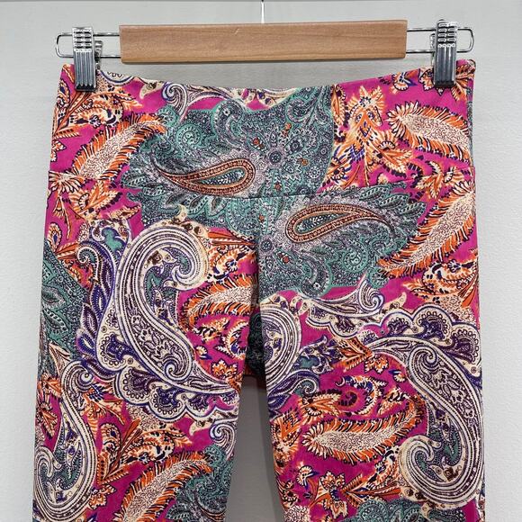 Free People Movement Cropped Leggings Womens Small/Medium‎ Pink Teal Print Yoga - Picture 3 of 6